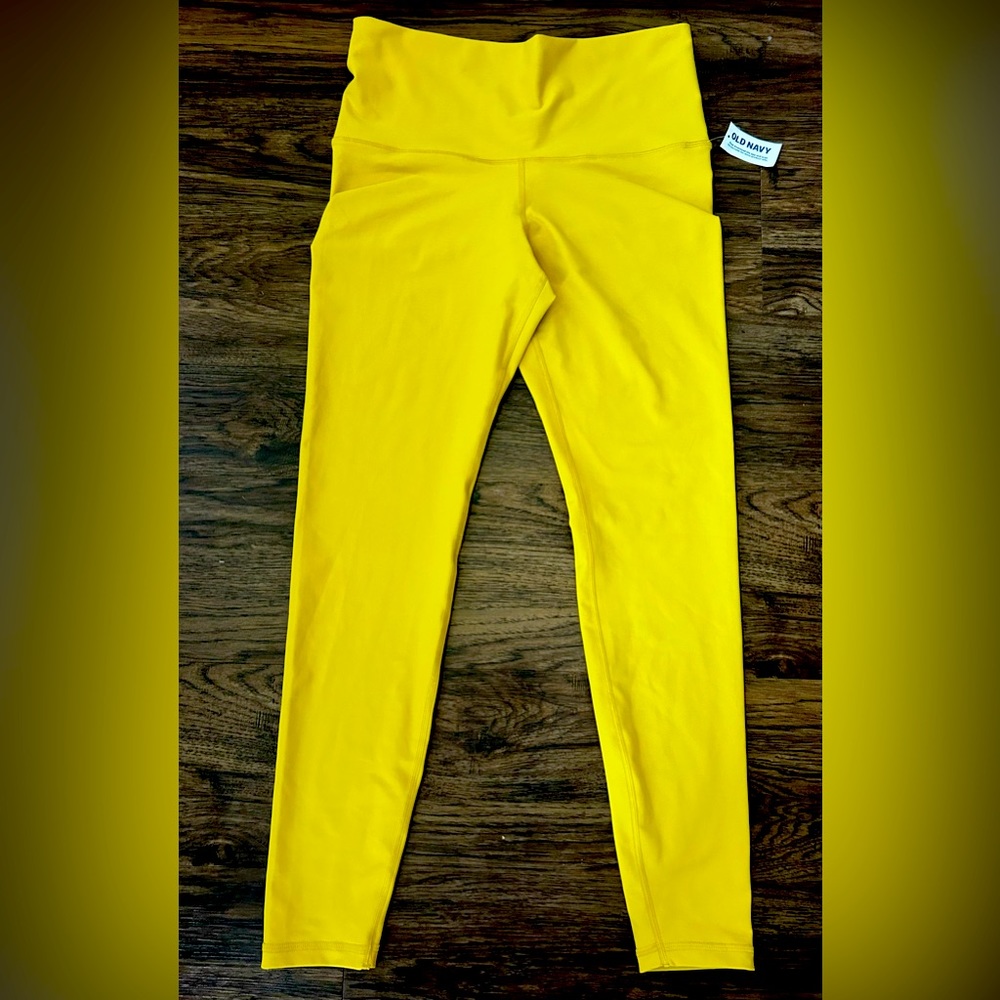 Old Navy Extra High Rise Mustard Color Leggings Size L